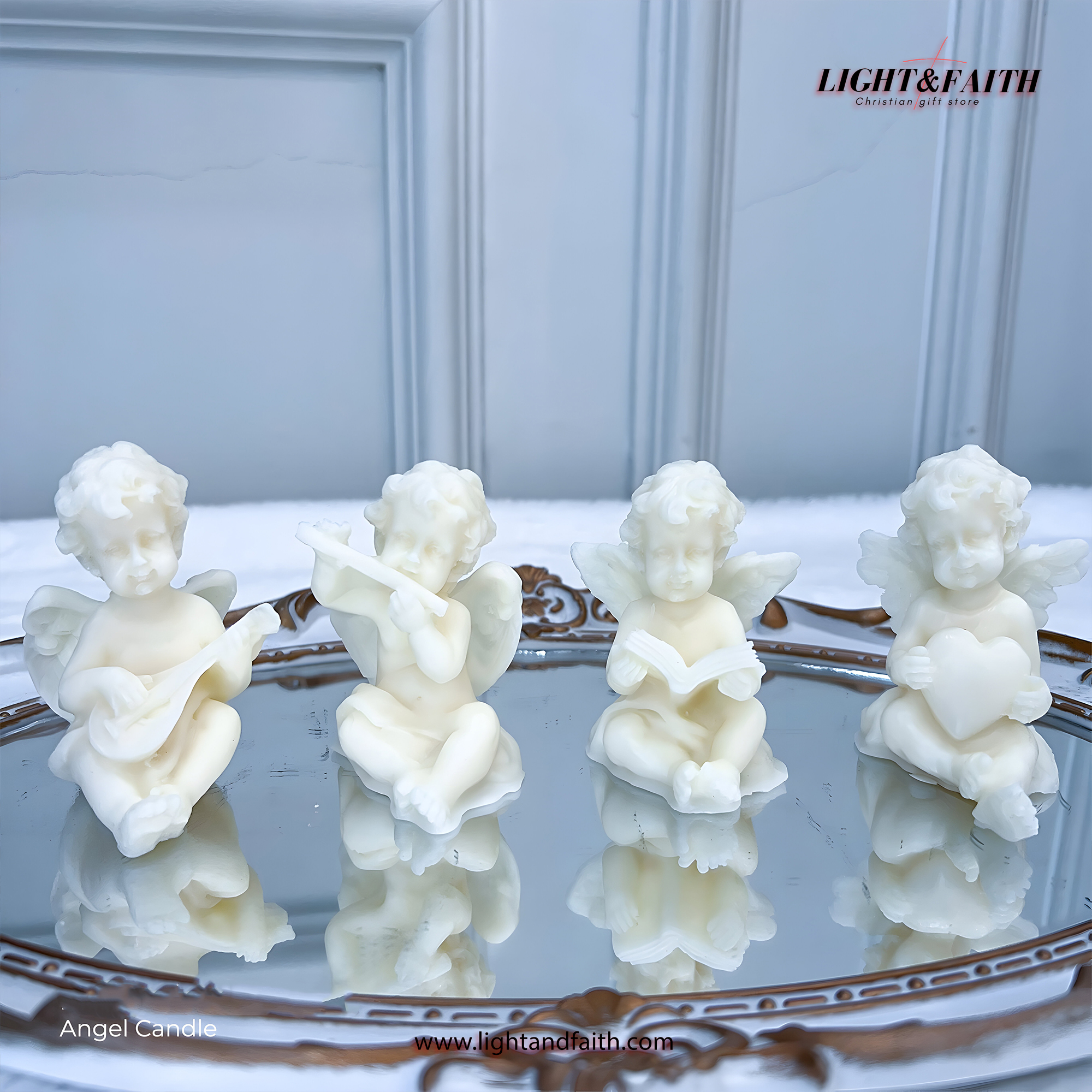 Angel Baby Candle, Cherub Wax Figurines, Christian Gift, Baptism, Nursery, or Memorial Decor CDLAF09